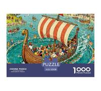 Viking Funeral Ship Wooden Jigsaw Puzzle Waterproof 1000 Piece Puzzles for Adults Fun Educational Games