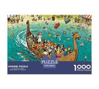 Viking Funeral Ship Wooden Jigsaw Puzzle Waterproof 1000 Piece Puzzles for Adults Gifts Fun Educational Games