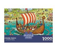 Viking Funeral Ship Wooden Jigsaw Puzzle Waterproof 1000 Piece Puzzles for Adults Gifts Fun Home Decoration