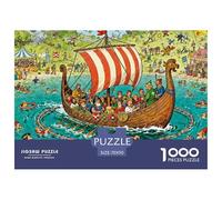 Viking Funeral Ship Wooden Jigsaw Puzzle Waterproof 1000 Piece Puzzles for Adults Impossible Home Decoration