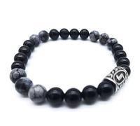 Viking Futhark Rune Gemstone Bracelet (18/21 cm, Women/Men) in Gift Box, Protection Happiness, Energy, 18 cm Innenumfang, Stone