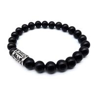 Viking Futhark Rune Gemstone Bracelet (18/21 cm, Women/Men) in Gift Box, Protection Happiness, Energy, 21 cm Innenumfang