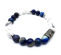 Viking Futhark Rune Gemstone Bracelet (18/21 cm, Women/Men) in Gift Box, Protection Happiness, Energy, 21 cm Innenumfang, Gemstones, stainless steel