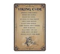 Viking Gifts for Men Viking Code Sign - Viking Wall Decor for Home - Protect Your Family Honor the Elders Teach the Young Ideas Gifts Home Decor Wall Art Vintage Metal Sign 8x12inch
