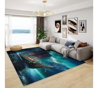 Viking Gifts for Men - Viking Ship Rug, Norse Mythology Rugs for Living Room Bedroom, Washable Non Slip Soft Large Carpet, Patterned Area Rugs & Home Decor 160x230 cm