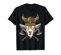 Viking Goat with Viking Helmet Mjolnir Axes T-Shirt