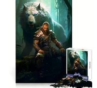 Viking God Thor Odin Wolf 1000 Pieces Jigsaw Puzzles for Teenagers Reasoning Practice Calm Recreation Premium Edges Thoughtful Gift (38x26cm)