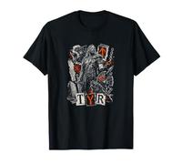 Viking God TYR Battle Warrior Wolves Runes T-Shirt