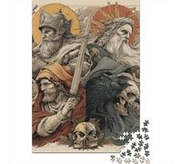 Viking Gods Odin, Thor, Freyr Jigsaw Puzzles Puzzle for Adults Kids. 1000 Pieces Whimsical Challenge Toy Educational Games Home Decoration for Educational Games Gifts 70x50cm/1000pcs