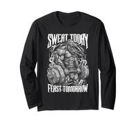 Viking Gym Sweat Today Feast Tomorrow Funny Norse Deadlift Long Sleeve T-Shirt