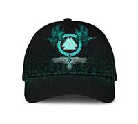Viking Hats for Men, 3D Print Rune Odin Raven Tattoo Baseball Caps, Adjustable Summer Sun Hat, Valknut Unisex Cap One Size