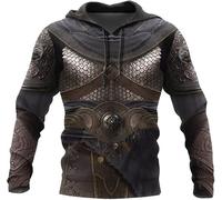 Viking Hoodie For Men Vintage Medieval Armor Pattern Athletic Hoodies Pullover Casual Sweatshirts Hoodies Streetwear (Color : Armor, Size : M)