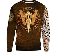 Viking Hoodie Pullover Nordic Odin's Gungnir And Gold Ravens Graphic Hoodies Sweatshirts 3D Print Zipper Hoodies (Color : Sweatshirt, Size : XXL)