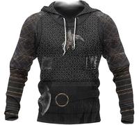 Viking Hoodies Pullover Chainmail Armor All Over Printed 3D Hoodie Zip Hoodie Sweatshirt Ragnar Lothbrok (Color : Zipper Hoodie, Size : 4XL)