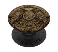 Viking Hugin & Munin Vegvisir Viking Raven Crow PopSockets Adhesive PopGrip