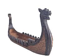 Viking Incense Stick Holder, Exquisite Chinese Festival Retro Ships Ornament Decorations with Multicolor, for Home and Garden Relaxation Aid (As Shown)