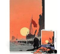 Viking Invasion at Sunset 1000 Pieces Puzzles for Adults Memory Enhance Gentle Pastime Accurate Cut Thoughtful Gift (38x26cm)