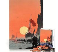 Viking Invasion at Sunset Jigsaw Puzzles for Adults1000 Piece Strategic Think Soothing Hobby Precise Fit (50x75cm)