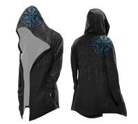 Viking Jacket Men's Vintage Hooded Coat Winter Mid-Length Costume Medieval Cardigan Long Nordic Mythology Theme Hooded Sweatshirt Windbreaker Large Size Streetwear Spring Autumn, #12-blue, S