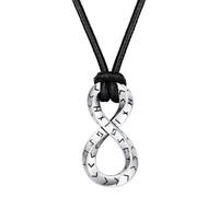 Viking Jewellery for Men, Norse Runes Mobius Infinity Charm Necklaces Wax Rope Chain, Cool Black Leather Necklace Cord for Husband Son