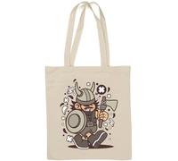 Viking Kid Nordic Warrior Axe and Shield Art Natural Cotton Tote Bag White