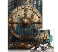 Viking Knight Shield JigsawPuzzle 1000 Pieces for Adults,Challenging To Complete But Fun And Humorous with Matching Poster And Trivia Sheet 38x26cm