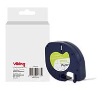 Viking Labelling Tape Compatible DYMO S0721510 WB-DMRL91200-WT Adhesive Black on White 12 x 75 mm Thermal 4 m