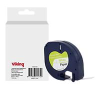 Viking Labelling Tape Compatible DYMO S0721660 WB-DMRL91221-WT Adhesive Black on White 12 x 75 mm Thermal