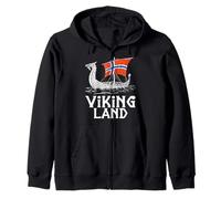 Viking Land Norway Flag Longship Viking Zip Hoodie