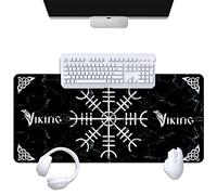 Viking Large Mouse Pad,Extended Mousepad Non Slip Base, Water Resist Keyboard Pad, Desk Mat for Office Home, 31.5 X 11.8 in, Black,Helm of Awe,27.6''×11.8''