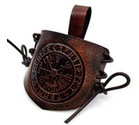 Viking Leather Belt Attachment Genuine Leather Hanger/Holster/Holder for 12"- 16'' Viking Drinking Horn Handcrafted Accessory securely attaching it to your belt, bag,or backpack embossed with Compass