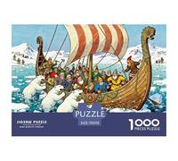 Viking Longship Stuck in Arctic Ice Wooden Jigsaw Puzzle Waterproof 1000 Piece Puzzles for Adults Gifts Challenging And Brainteasing Home Decoration