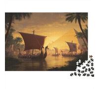 Viking Longships, Ancient Egyptian Pyramids Jigsaw Puzzles Challenge Toy Educational Games Home Decoration for Adults& Teenager Age 14 Years Up 38x26cm/1000pcs