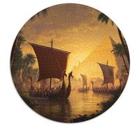 Viking Longships, Palm Trees, Ancient Egyptian Pyramids Jigsaw Puzzles. 1000pcs (67.5x67.5cm) Whimsical Challenge Toy for Educational Games Gifts