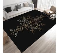 Viking Magic Symbol Golden Esoteric Ornament Norse Compass Amulet 6x9 Rug Area Rug Non-Slip Floor Mat Indoor Outdoor Carpet for Living Room Bedroom Kids Room Home Decor Throw Rugs Runner Rugs