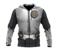 Viking Men's Hoodie,3D Printed Celtic Wolf Totem Armor Sweatshirt,Fall Harajuku Long-Sleeved Casual Zip Jacket Coats,Celtic Wolf Zip Hoodie,L