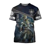 Viking Men's T-Shirt, 3D Print Berserker Odin Symbol Cosplay Vegvisir Summer Short Sleeve,Viking God,7XL