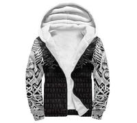 Viking Men's Winter Fleece Hoodies for Men Norse Mythology Tattoo Heavyweight Warm Thick Full Zip up Sweatshirt Outerwear(Vegvisir,XL)