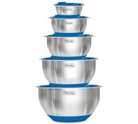 Viking Culinary Stainless Steel Mixing Bowl Set, 10 piece, Non-slip Silicone Base, Includes Airtight Lids, Dishwasher Safe, Teal
