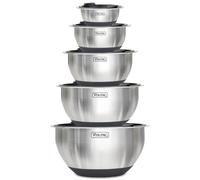 Viking Mixing Bowls Set, 10 Piece Stainless Steel Kitchen Cookware, Non-Slip Silicone Base, Includes Airtight Lids, Dishwasher Safe, Black