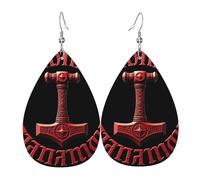 Viking Mjolnir Rune Wheel Norse Mythology The Hammer Of The God Symbol Dangle Earrings Lightweight Earrings Printed Earring For Party Mother'S Day