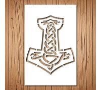 Viking Mjolnir Stencil | Reusable Celtic Stencils for Painting on Wood, Glass, Wall, Rock, Walls, Canvas, Glassware, Spray Painting, Airbrushing | Vikings Stencil Template (5"x 6")
