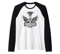 Viking Mjolnir Wolf Norse Pagan Thors Hammer Raglan Baseball Tee