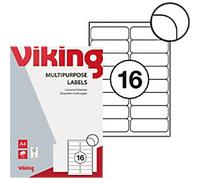 Viking Multipurpose Labels 3970107 Adhesive Special format White 99.1 x 33.9 mm 100 Sheets of 16 Labels