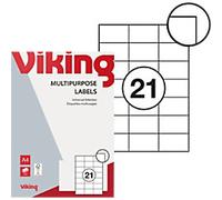 Viking Multipurpose Labels 4579569 Adhesive White 70 x 42.3 mm 100 Sheets of 21 Labels