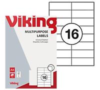 Viking Multipurpose Labels Adhesive White 10.5 x 3.7 cm 100 Sheets of 16 Labels