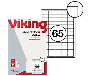 Viking Multipurpose Labels Adhesive White 2.12 x 3.81 cm 100 Sheets of 65 Labels