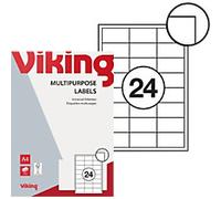 Viking Multipurpose Labels Adhesive White 6.46 x 3.38 cm 100 Sheets of 24 Labels