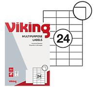 Viking Multipurpose Labels Adhesive White 7 x 3.7 cm 100 Sheets of 24 Labels