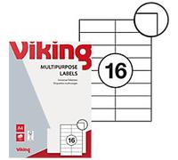 Viking Multipurpose Labels Self Adhesive 105 x 37 mm White 100 Sheets of 16 Labels